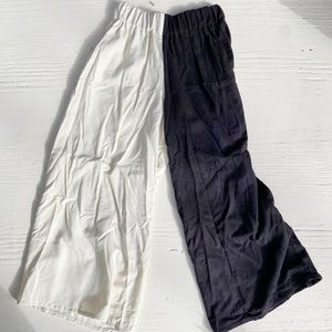 HANDMADE TO ORDER RAW SILK BI-COLORED YIN YANG MAGIC PANTS